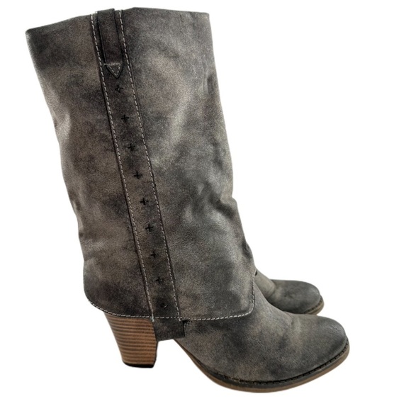 MIA Jeri midcalf womens Boots size 6.5 gray faux leather spat western - Picture 1 of 14